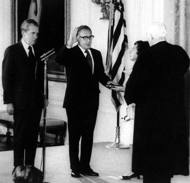 Dr Kissinger is sworn in as Secretary of State on September 22, 1973-The mockery of the U.S. Constitution.