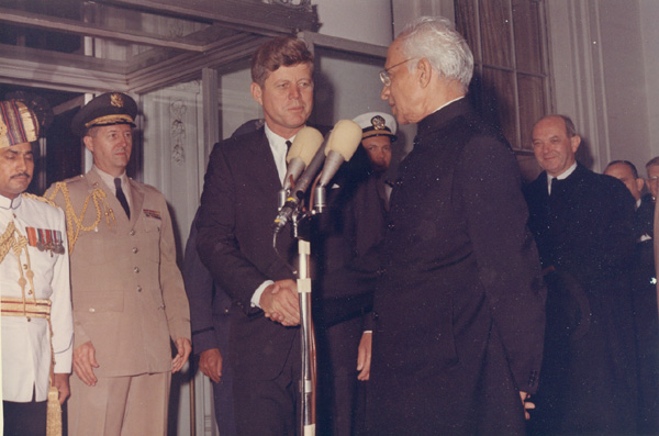 SPECIAL FRONTIER FORCE CONFIRMS NIXON'S VIETNAM TREASON: INDIA'S PRESIDENT DR SARVEPALLI RADHAKRISHNAN AND THE US PRESIDENT JOHN F KENNEDY FOUNDED THE MILITARY ORGANIZATION CALLED SPECIAL FRONTIER FORCE DURING 1962. THIS PHOTO ON JUNE 03, 1963 SHOWS THE INDIAN PRESIDENT THANKING THE US FOR ITS MILITARY SUPPORT DURING COMMUNIST CHINA'S MILITARY AGGRESSION ACROSS THE HIMALAYAN FRONTIER DURING OCTOBER - NOVEMBER 1962.